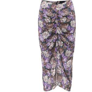 NWT Birgitte Herskind Alexis Ruched Floral Midi Skirt Women's Size 10